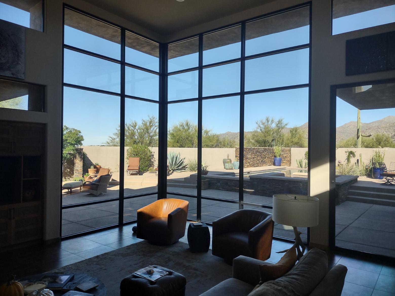 Modern residential windows with heat-reducing window film